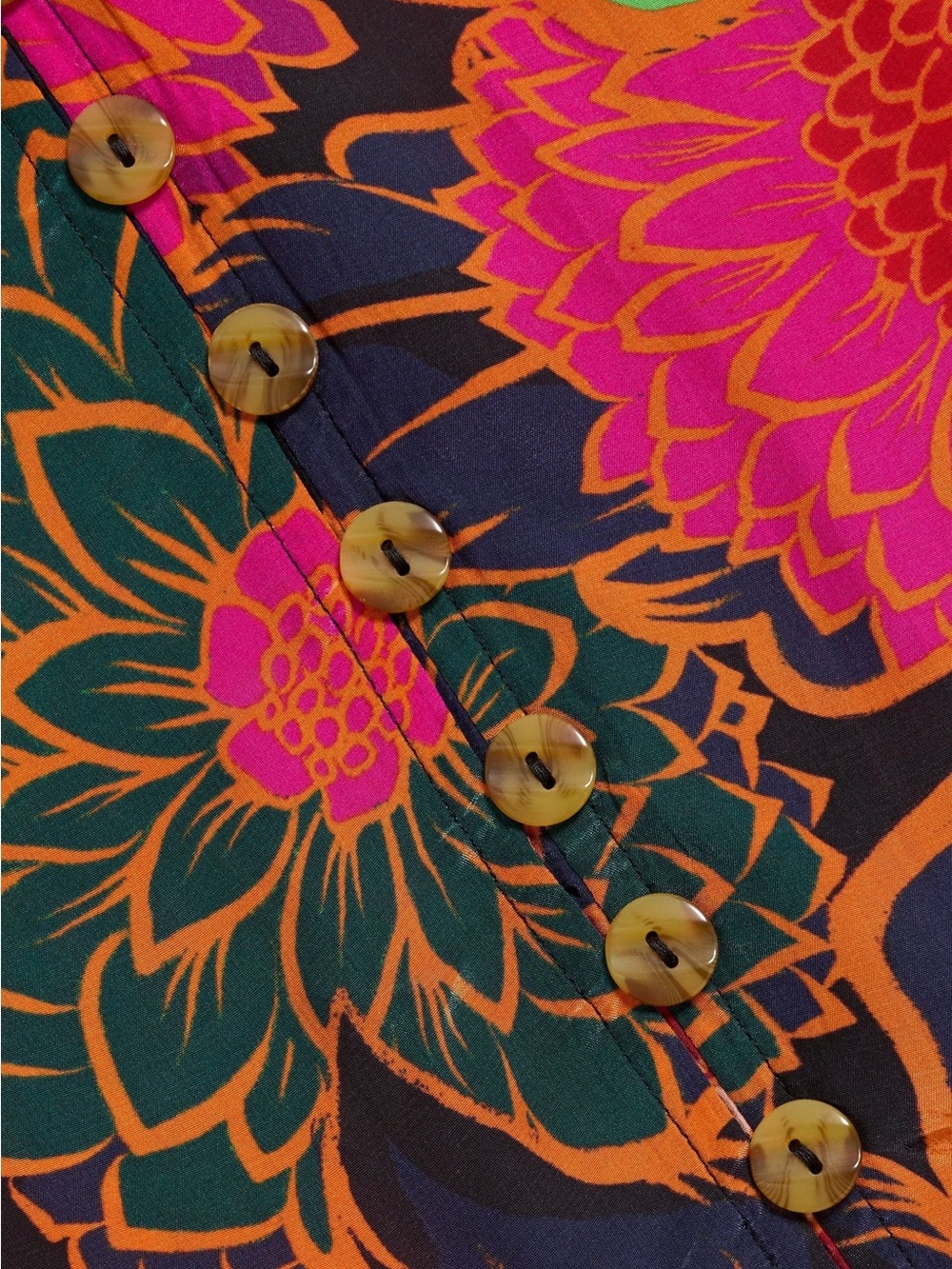 FARM RIO Floral Print V-Neck Midi Dress in Bright Multi - Picture 5 of 5